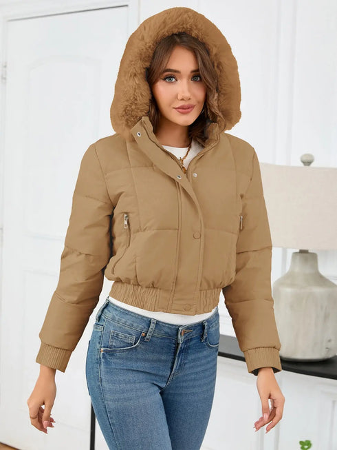 'Celandine' Hooded Cropped Coat - Celes Fashion